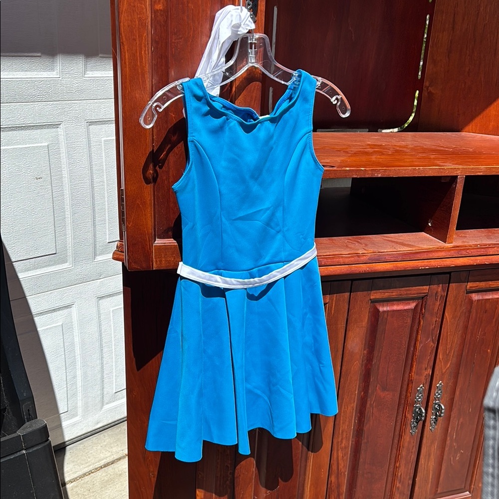 Weissman Blue Kids Dress with White Belt